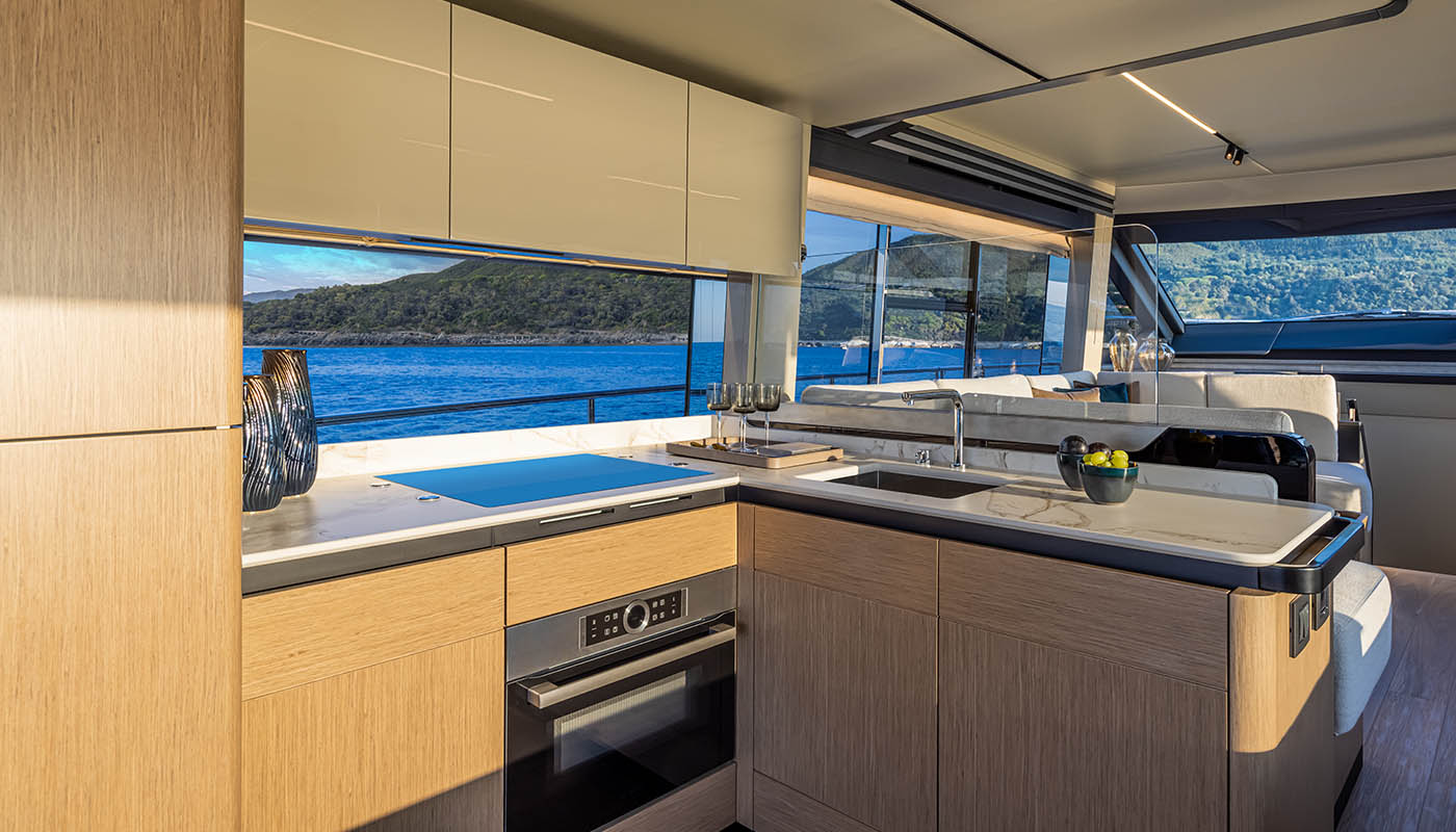 Absolute 60 motor yacht deck view during Sardinia yacht charter
