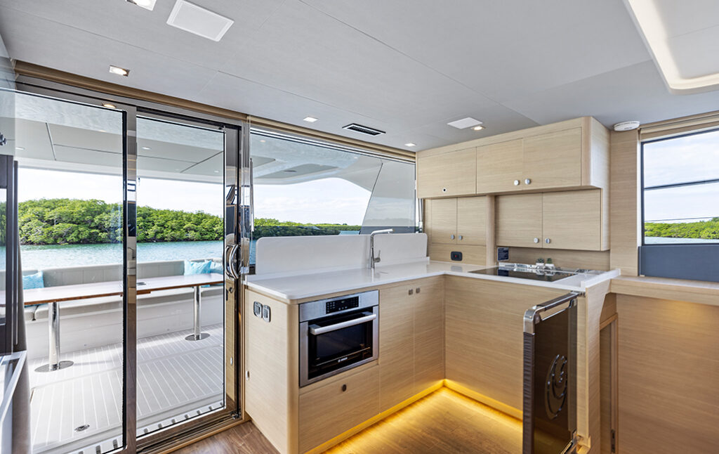 Aquila 50 luxury power catamaran charter cruising in Sardinia near Costa Smeralda