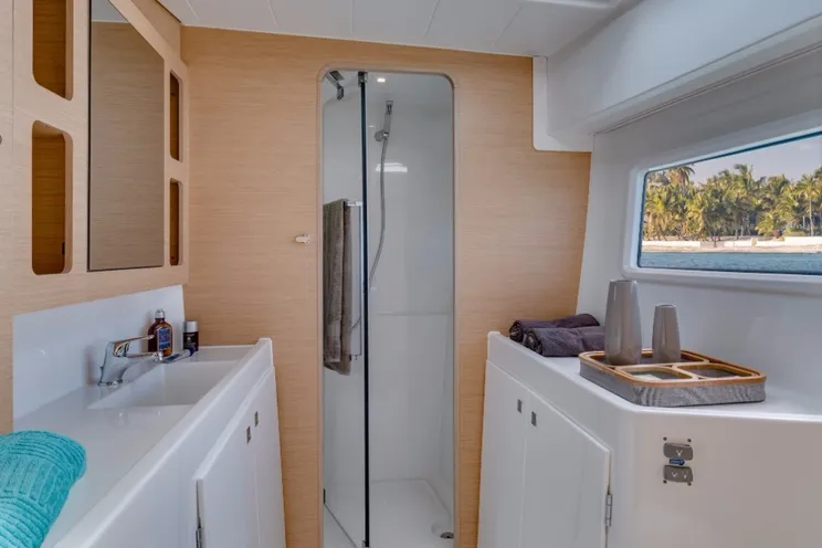 Charter a Lagoon 42 catamaran in Lefkas, Greece. Sleeps up to 10 guests, ideal for sailing the Ionian Islands with comfort, performance, and easy cruising conditions.