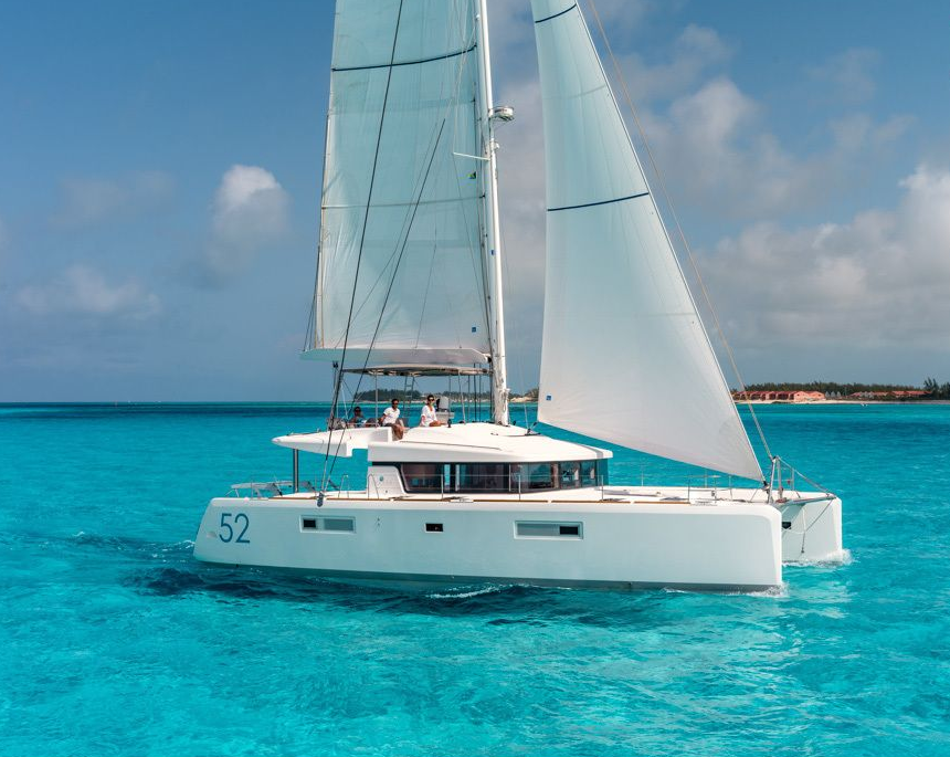 Lagoon 52 catamaran sailing in Sint Maarten
