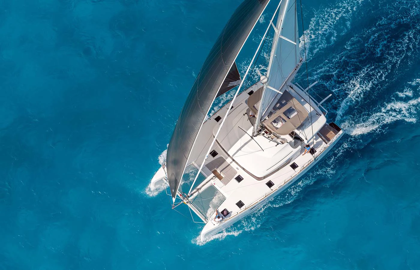 Lagoon 52 catamaran sailing in Sint Maarten