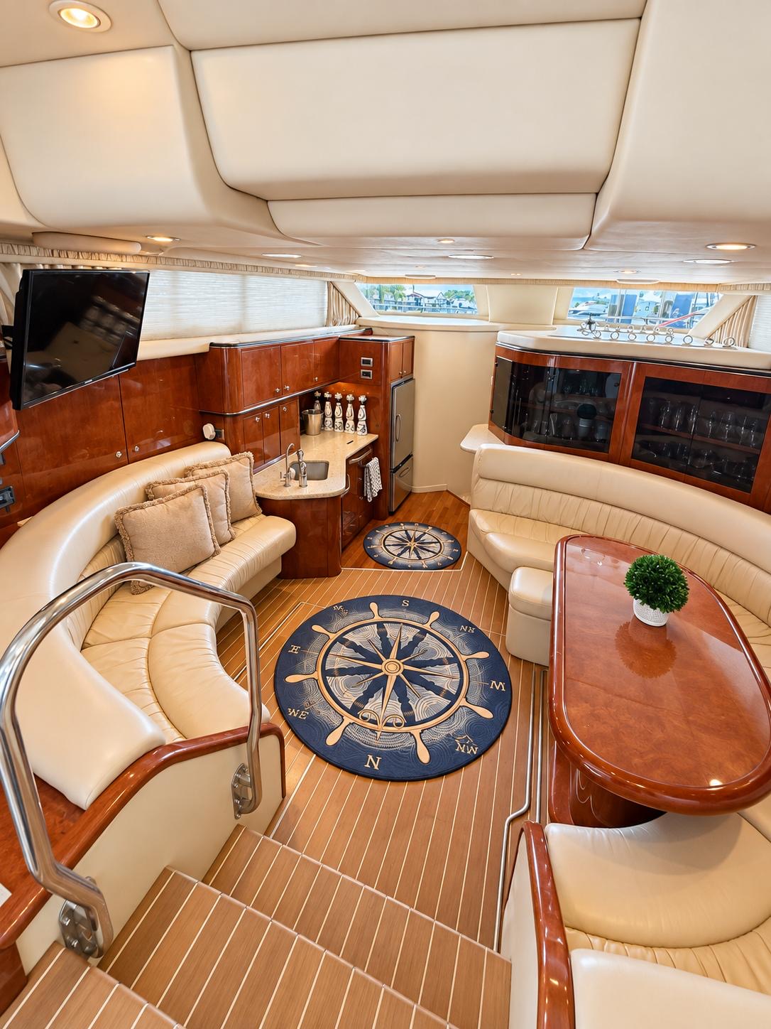YOLO8 50 ft flybridge yacht available for private yacht charters in Miami, Florida, cruising Biscayne Bay.