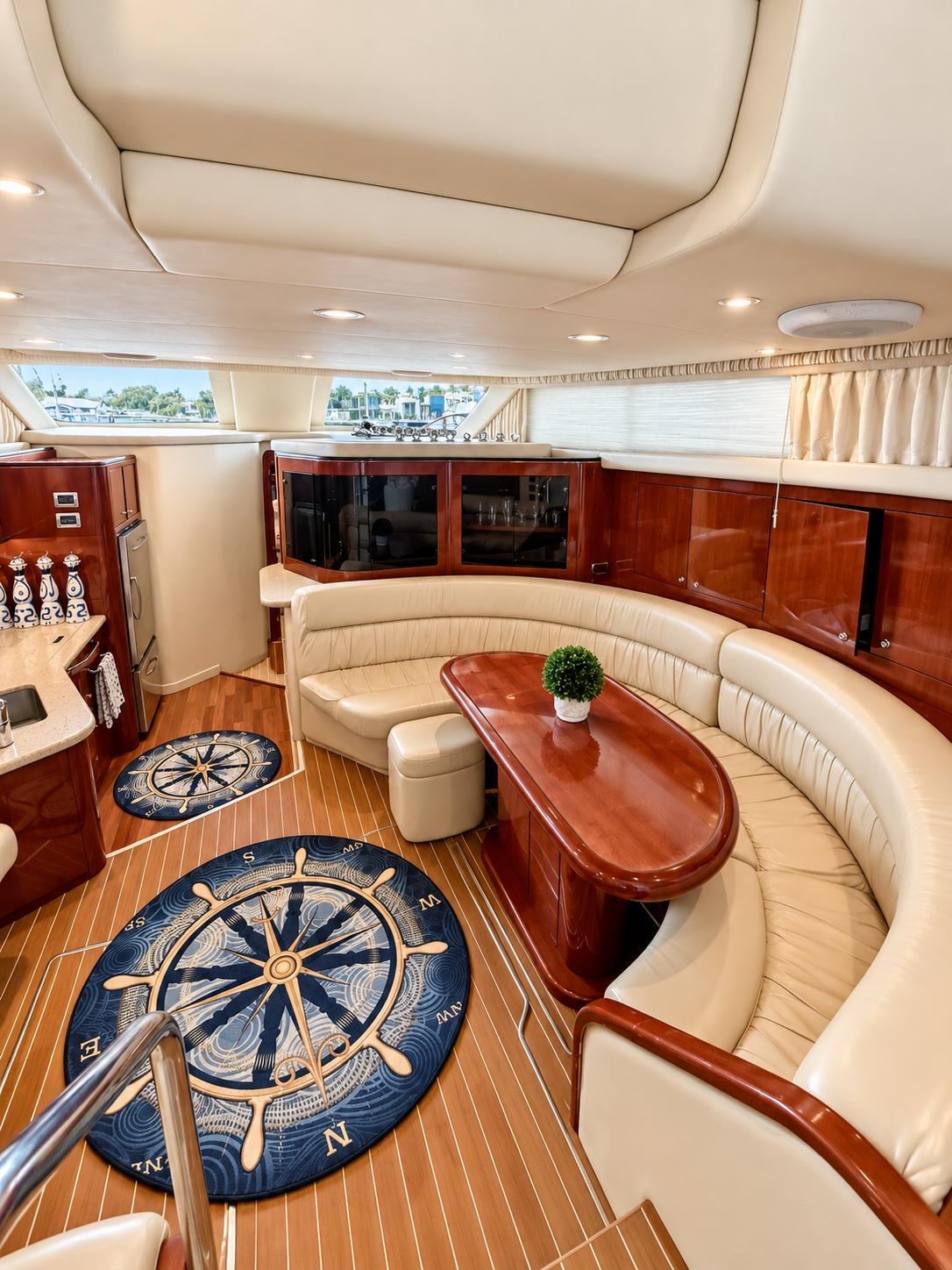 YOLO8 50 ft flybridge yacht available for private yacht charters in Miami, Florida, cruising Biscayne Bay.