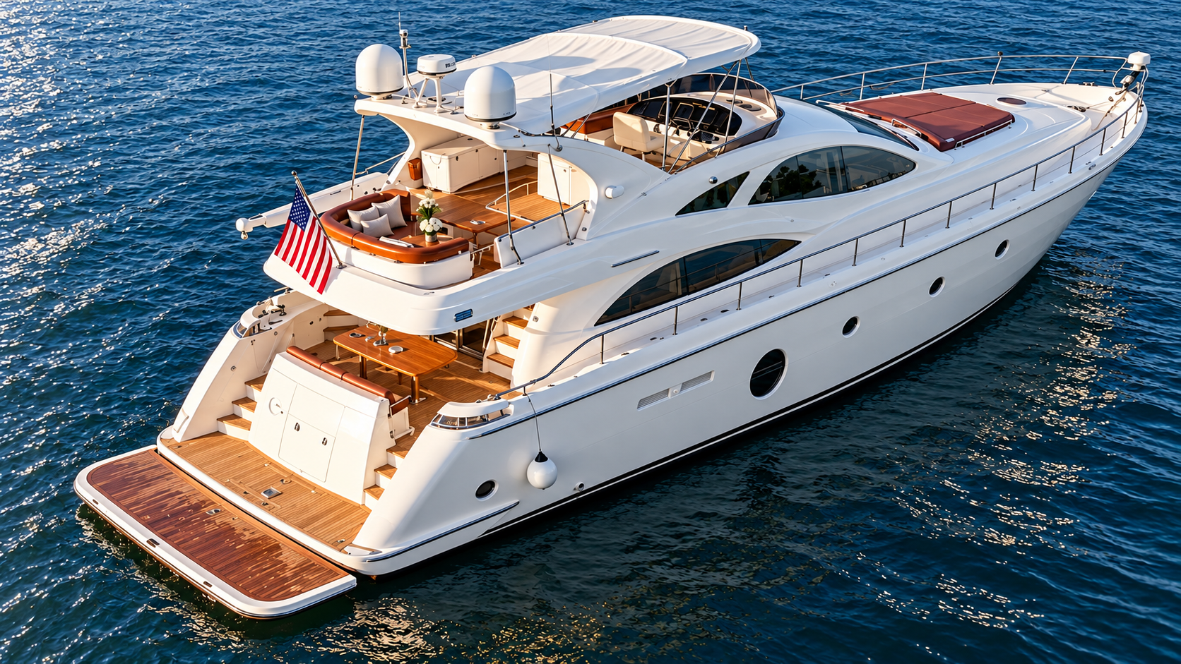 Aicon Ronin 75-foot luxury yacht in Miami featuring four private cabins, three bathrooms, and accommodation for up to 13 guests.