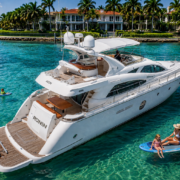 Luxury yacht cruising the Intracoastal Waterway in Fort Lauderdale, Florida.