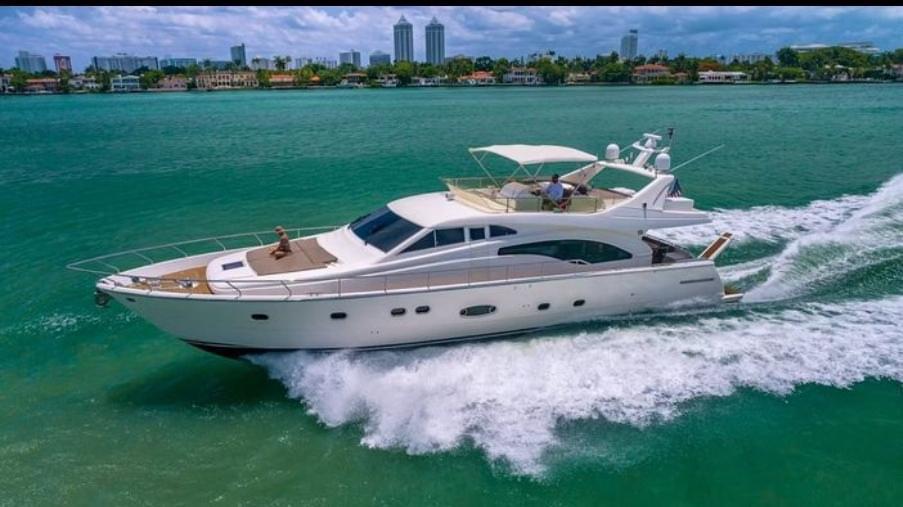 Ferretti 75 ft yacht for charter cruising in Miami, Florida