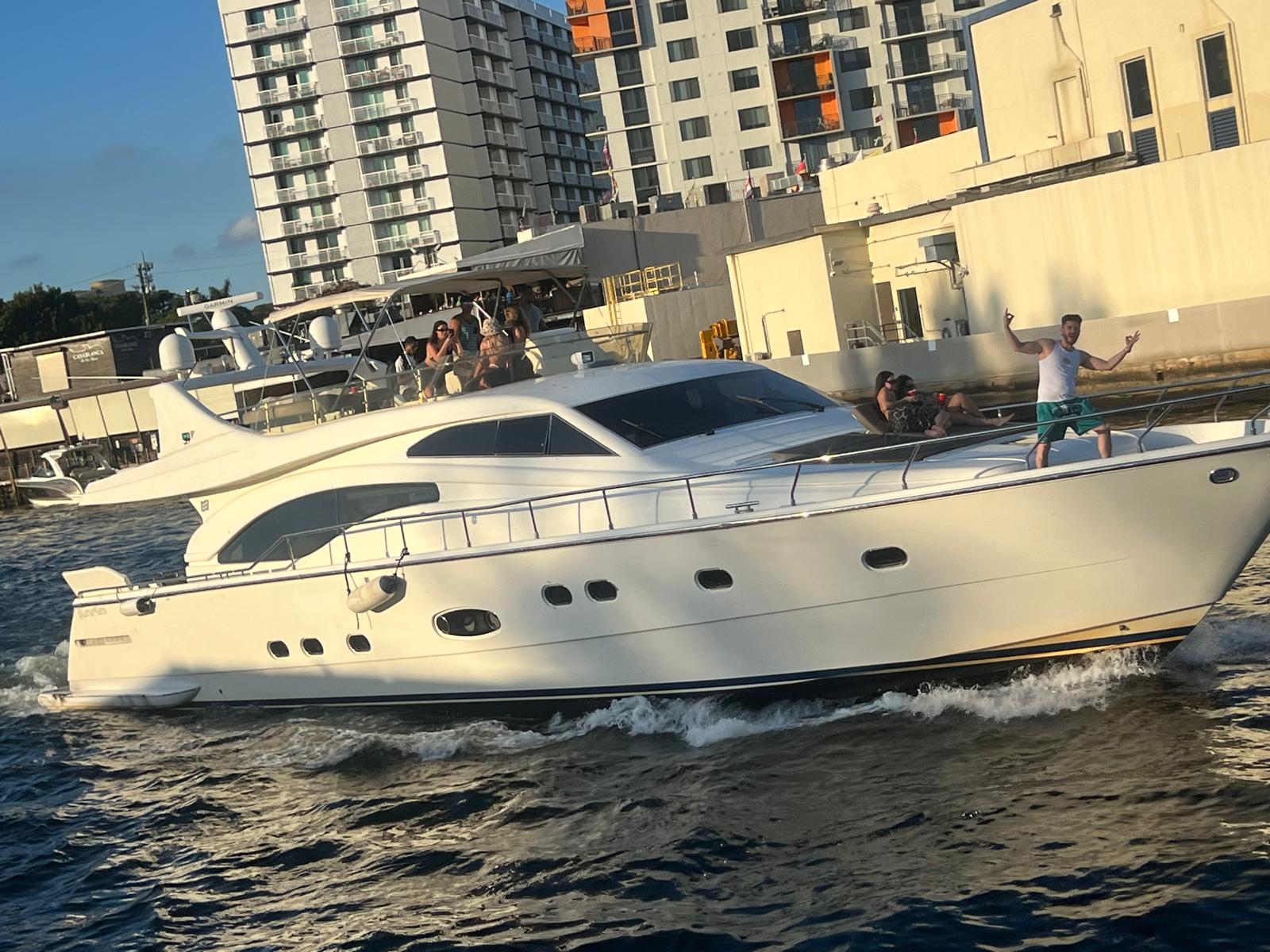 Ferretti 75 ft yacht for charter cruising in Miami, Florida