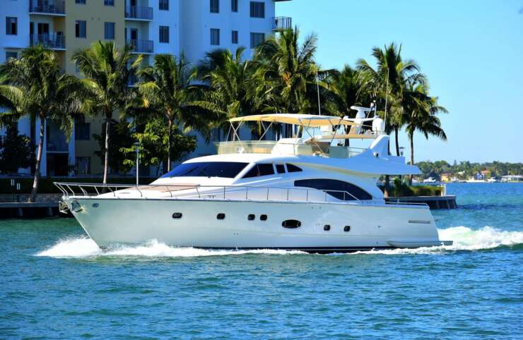 Ferretti 75 ft yacht for charter cruising in Miami, Florida