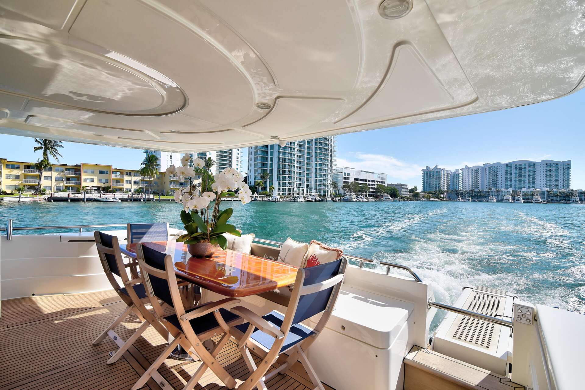 Ferretti 75 ft yacht for charter cruising in Miami, Florida