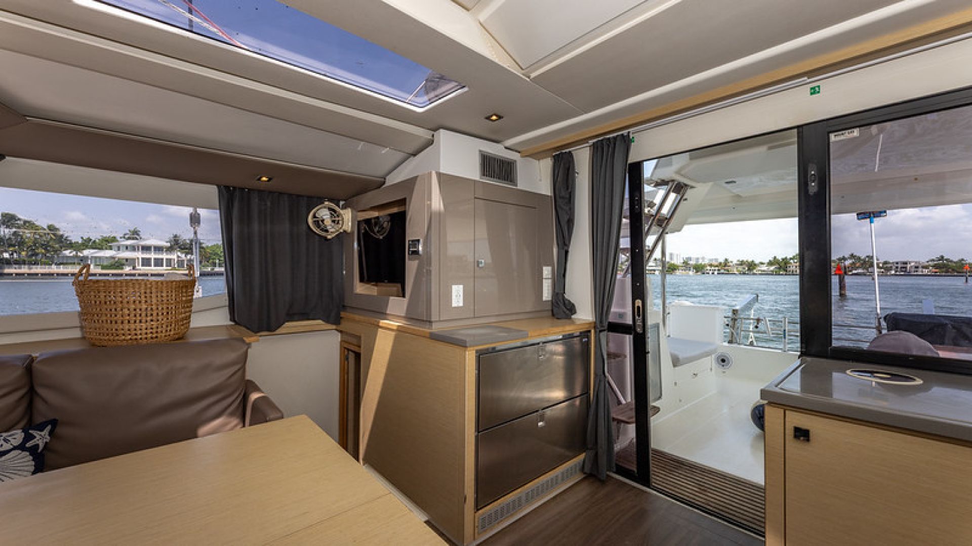 Fountaine Pajot 44ft luxury catamaran for charter in the Bahamas, accommodating 8 guests in 4 cabins.