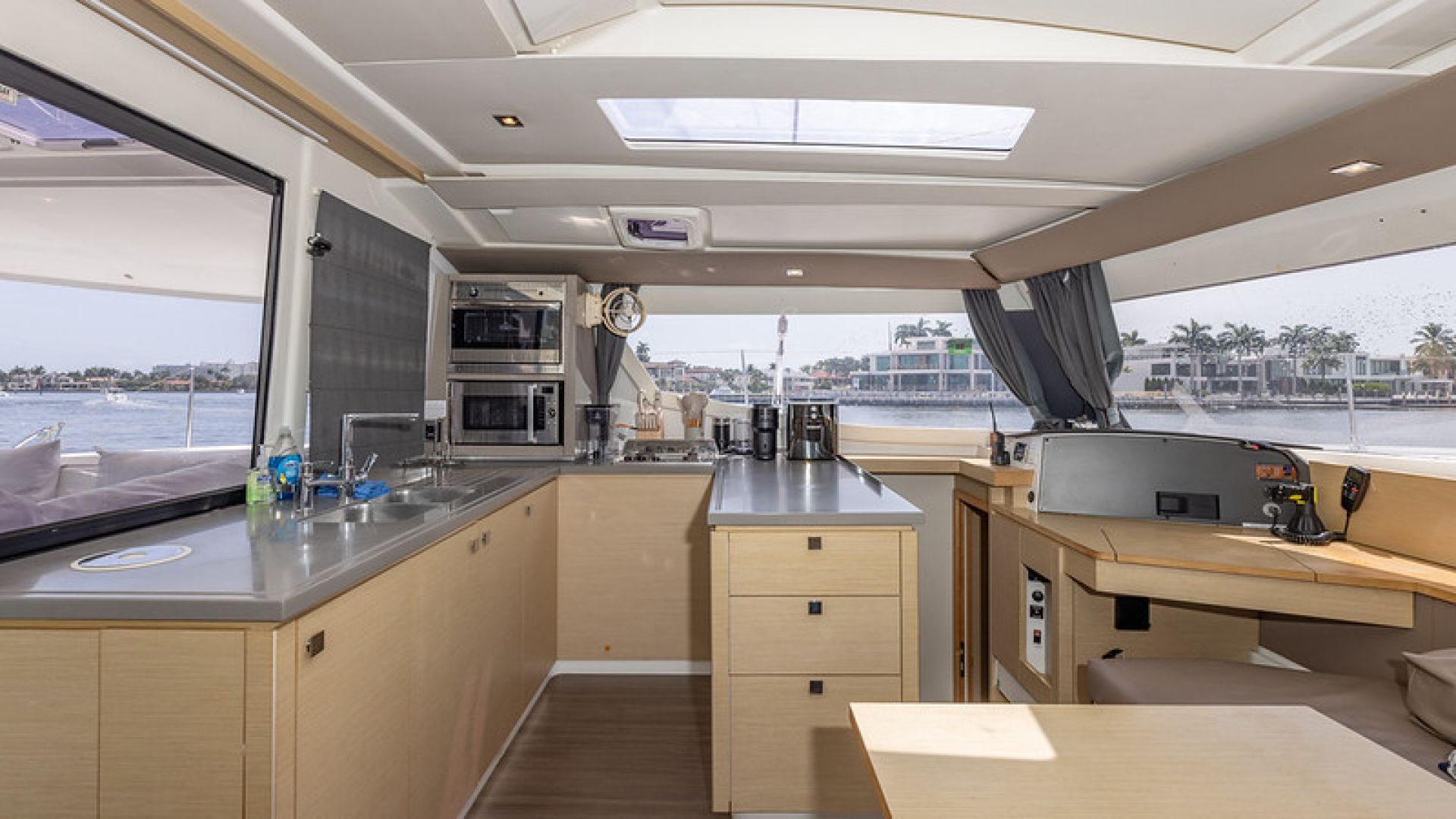 Fountaine Pajot 44ft luxury catamaran for charter in the Bahamas, accommodating 8 guests in 4 cabins.