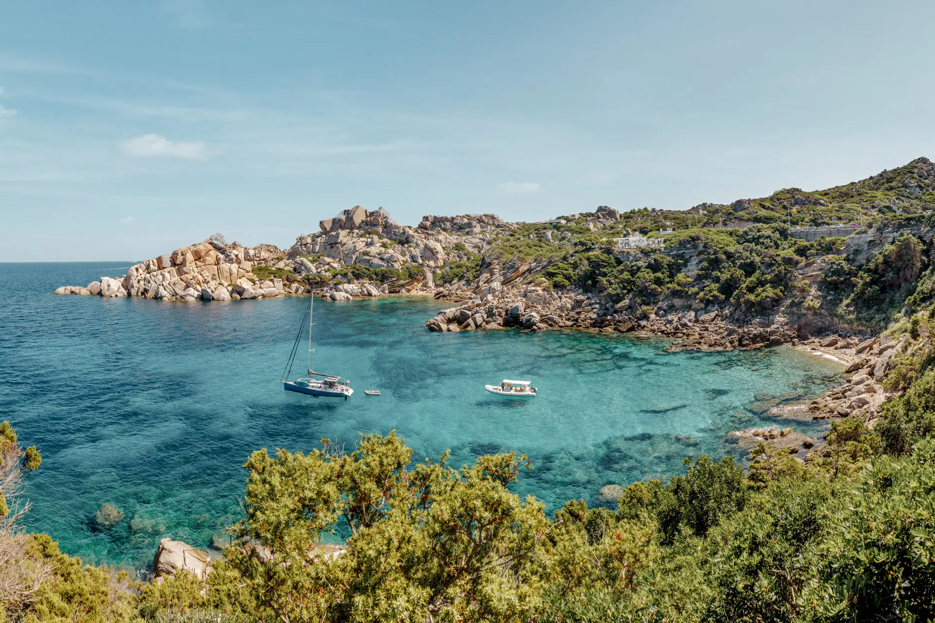 Sardinia coastline with clear Mediterranean water
